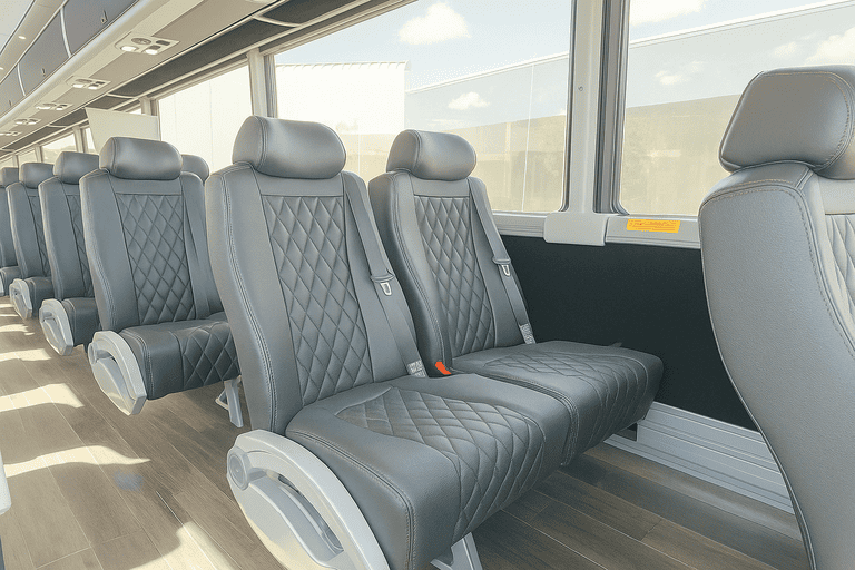 interior of Elgin Coach Bus Service charter bus